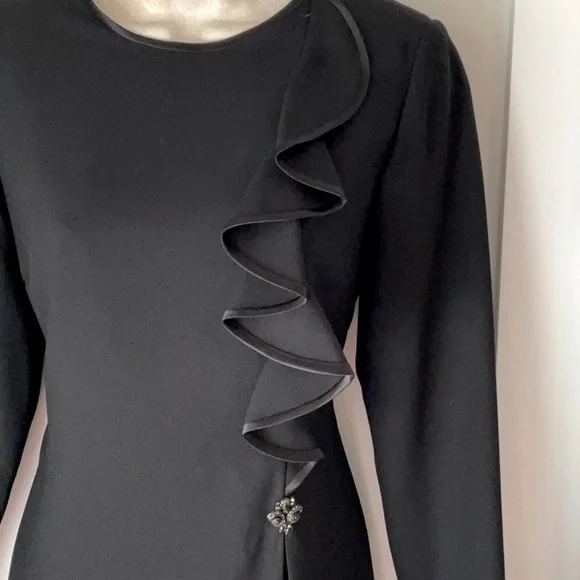 KASPER A.S.L.Kasper Black Embellished Long Sleeve Sheath Dress SIZE M - Picture 5 of 11